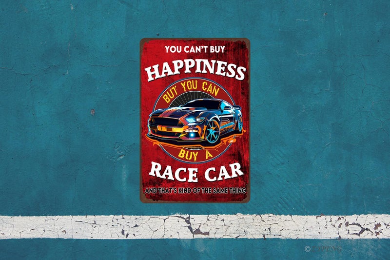 ZYPENG Vintage Metal Signs Car Room Decor for Men Garage Room Wall Poster Decoration - You Can't Buy Happiness But You Can Buy a Race Car Wall Home Bedroom Decor Tin Sign 8 x 12 Inches - Image 3